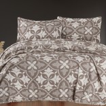 Комплект покривало 240/260 с калъфки МУСЕЛИН - ПАНДОРА кафе